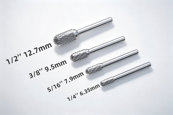 9.5mm Dia Personnalisé cylindrique Carbide Burrs de rayon avec 6mm Shank Standard Double Coupe