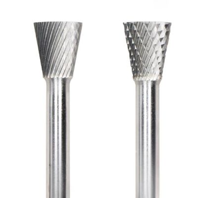 Coupe unique de type N Conus inversé Carbide Burr 6 mm Diamètre de la tige 19 mm Diamètre de la tête Profil de surface d'usinage de la pièce à usiner